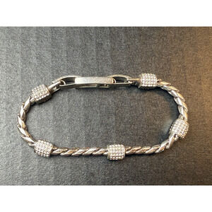 Brighton Meridian Crystal Bracelet Silver Plate Stations 7-8" w/ Extender Clasp